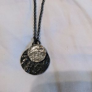 Sterling silver & oxidized sterling silver discs necklace